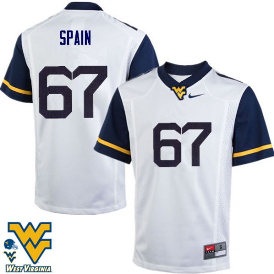 Men's West Virginia Mountaineers NCAA #67 Quinton Spain White Authentic Nike Stitched College Football Jersey FS15O50KD